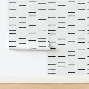 Minimal Wallpaper - Denim Line Mudcloth Rotated By Holli Zollinger - Custom Printed Removable Self Adhesive Wallpaper Roll by Spoonflower image 4