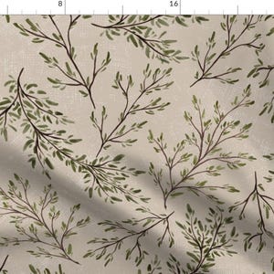 Rustic Botanical Fabric - Rustic Leaf Branches by sabinamariadesign - Woodland Watercolor Watercolour Leaf Fabric by the Yard by Spoonflower