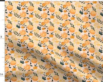 Watercolor Fruit Fabric - Citrus Oranges Peach by hipkiddesigns - Summer Orange Citrus Modern Botanical Fabric by the Yard by Spoonflower