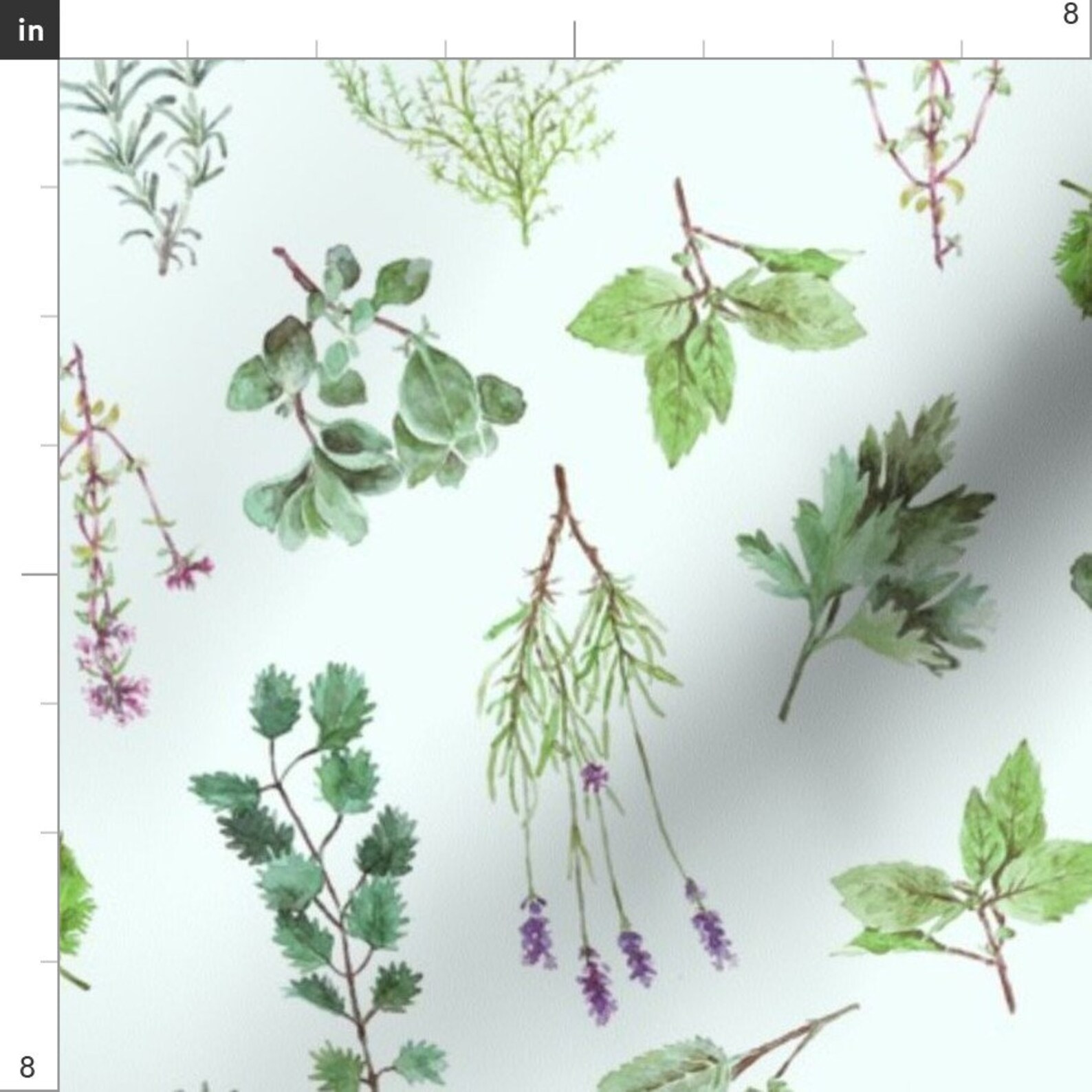 Watercolor Herb Garden Fabric Watercolor Herb Garden by Etsy