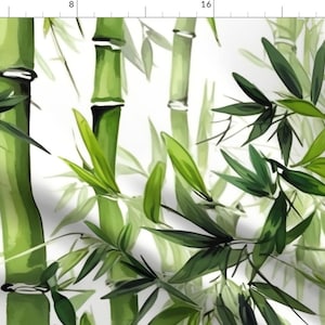 Watercolor Bamboo Fabric - Bamboo Jungle by kim_marshall_studio - Green Zen Minimalist Botanical Jungle Fabric by the Yard by Spoonflower