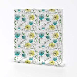 Carta da parati floreale - Dandelion di Hot4tees Bg@Yahoo Com - Rotolo di carta da parati autoadesiva rimovibile stampata personalizzata con fiori di Spoonflower
