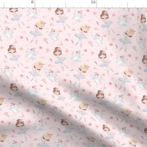 Ballerina Soft Pink Dancers Floral Fabric - Ballerina Swans Pink By Parisbebe - Ballerina Cotton Fabric By The Yard With Spoonflower