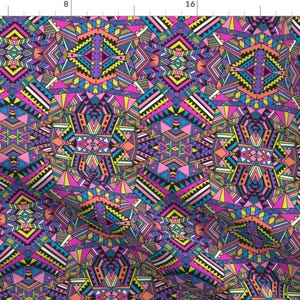 Aztec Fabric - Aztec Mirror Neon By Chulabird - Bohemian Neon Aztec Tribal Home Decor Fashion Cotton Fabric By The Yard With Spoonflower