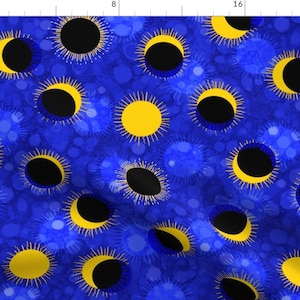 Solar Eclipse Fabric - Solar Eclipse Polka Dots By Elramsay- Solar Eclipse Moon Sun Celestial Sky Cotton Fabric By The Yard With Spoonflower