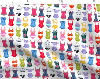 Watercolor Swimsuit Fabric - Swimsuit-Patterntile-Sf By Stephaniecorfee - Sumer Beach Decor Cotton Fabric By The Yard With Spoonflower