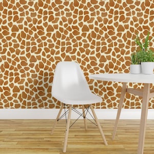 Giraffe Pattern Peel and Stick Wallpaper - Hide Fur Look African Animal  - Removable Wall Decor Art - Giraffe Spots by eclectic_house