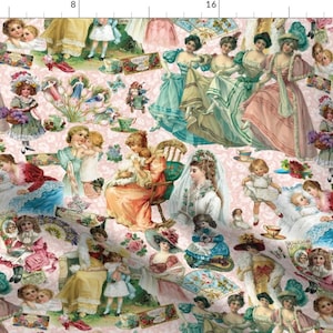 Victorian Mothers and Daughters Fabric - Mothers And Daughters By Carolyn Grossman - Vintage Cotton Fabric By The Yard With Spoonflower