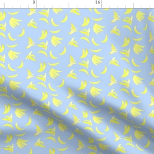 Bananas Fabric: Blue Fruit Print Cotton by the Yard