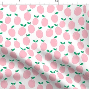 Pink Lemonade Fabric - Pastel Pink Girly Citrus Lemon Print Fabric By Charlotte Winter Pink Lemon Cotton Fabric By The Yard with Spoonflower image 1