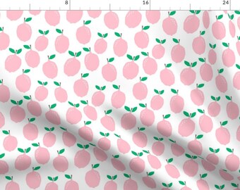 Pink Lemonade Fabric - Pastel Pink Girly Citrus Lemon Print Fabric By Charlotte Winter Pink Lemon Cotton Fabric By The Yard with Spoonflower