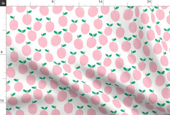 Pink Lemonade Fabric - Pastel Pink Girly Citrus Lemon Print Fabric By Charlotte Winter Pink Lemon Cotton Fabric By The Yard with Spoonflower