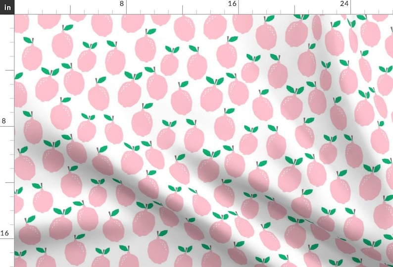 Pink Lemonade Fabric - Pastel Pink Girly Citrus Lemon Print Fabric By Charlotte Winter Pink Lemon Cotton Fabric By The Yard with Spoonflower image 1