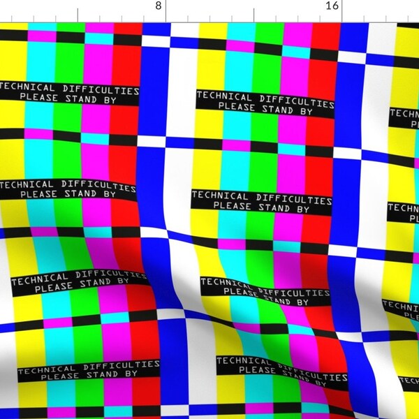 Tv Test Fabric - Television Test Bars Broadcasting Video Signal Rainbow Stripes Retro By Ravene - Cotton Fabric By The Yard With Spoonflower