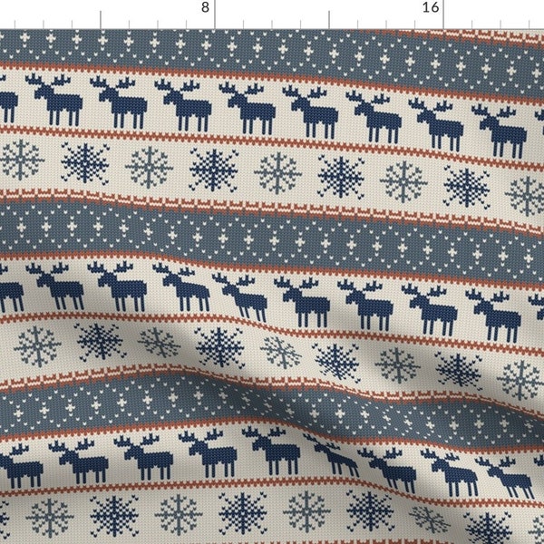 Woodland Moose Fabric - Moose || Christmas Sweater By Littlearrowdesign - Holiday Moose Cotton Fabric By The Yard With Spoonflower