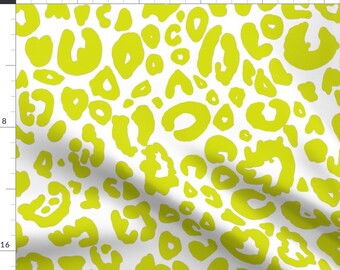 Chartreuse Cheetah Fabric - Cheetah Chic by theartwerks - Animal Print Leopard Palm Beach Maximalist Fabric by the Yard by Spoonflower