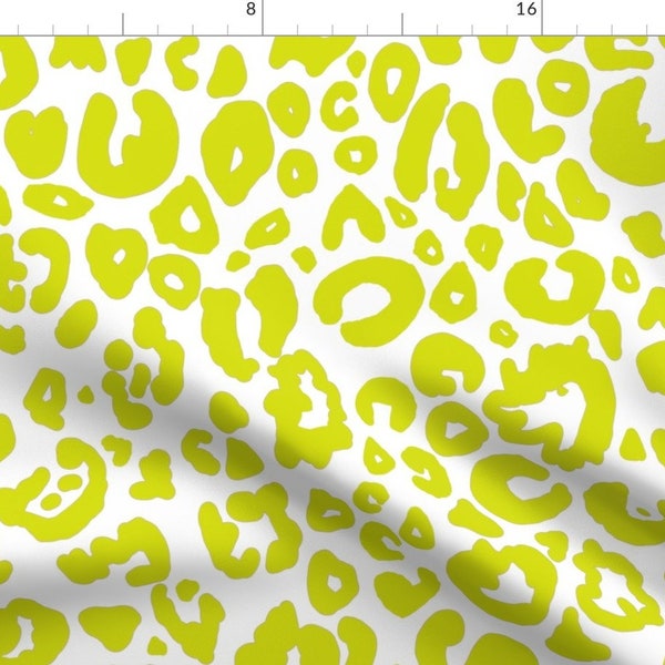 Chartreuse Cheetah Fabric - Cheetah Chic by theartwerks - Animal Print Leopard Palm Beach Maximalist Fabric by the Yard by Spoonflower