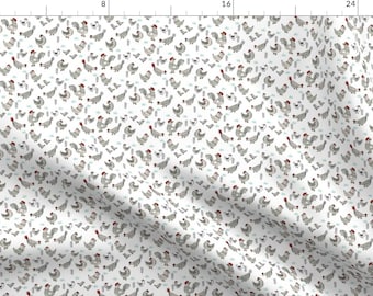 Chicken Cartoon Animal Fabric - Chickens // Farmyard Chicken Bird Farm Homestead Backyard Birds Chicken Rooster Chicks By Andrea Lauren