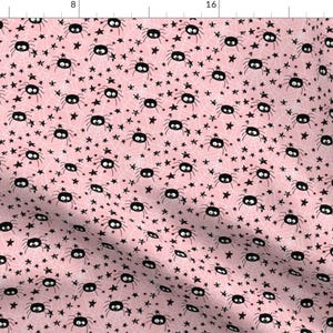 Cute Halloween Fabric - Cute Spiders Small Scale by whimsical_brush - Hand Drawn Spider Kawaii Blush Pink  Fabric by the Yard by Spoonflower