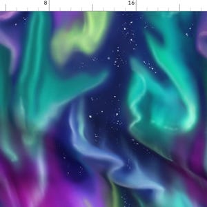 Northern Lights By Ronya Lake - Stars Sky Night Colorful Cotton Fabric By The Yard With Spoonflower