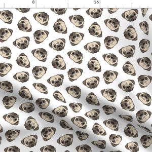 Pug Fabric - Pug Cute Dog Face By Littlearrowdesign - Pug Faces Dog Pet Illustration Home Decor Cotton Fabric By The Yard With Spoonflower