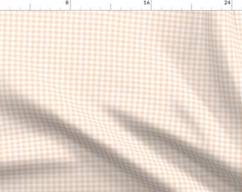 Peach Gingham Pattern Fabric - Pale Peach Gingham Picnic Blaanket By Weavingmajor - Trendy1 Cotton Fabric By The Yard With Spoonflower