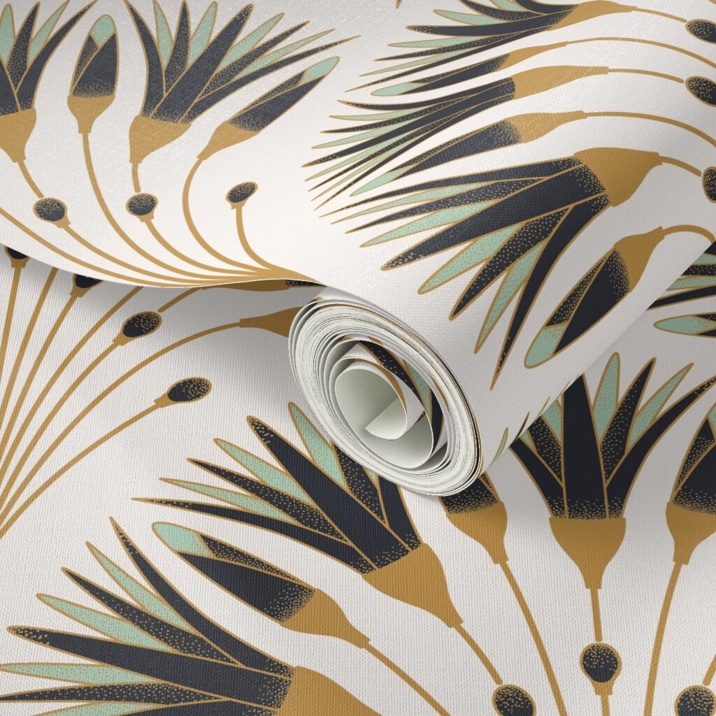 Art Deco Flower Wallpaper 1920s by Garabateo 20s Geometric Etsy
