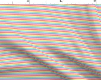 Pastel Rainbow Stripes Fabric - Tiny Pastel Rainbow Stripes 2 Horizontal By Misstiina - Pastel Cotton Fabric By The Yard With Spoonflower