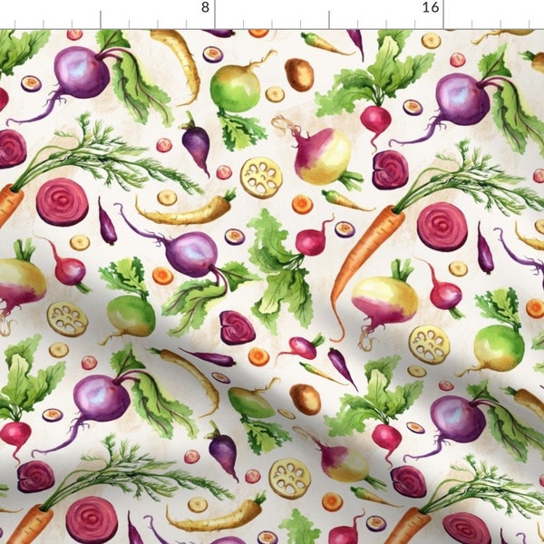 Garden Fabric - Root Vegetables Watercolor by asya_su - Veggies Carrot Parsnip Beets Radish Fabric by the Yard by Spoonflower