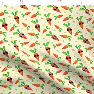 Cool Carrot Gardening Fabric - Super Carrots By Avisnana - Carrot Vegetable Orange And Green Cotton Fabric By The Yard With Spoonflower
