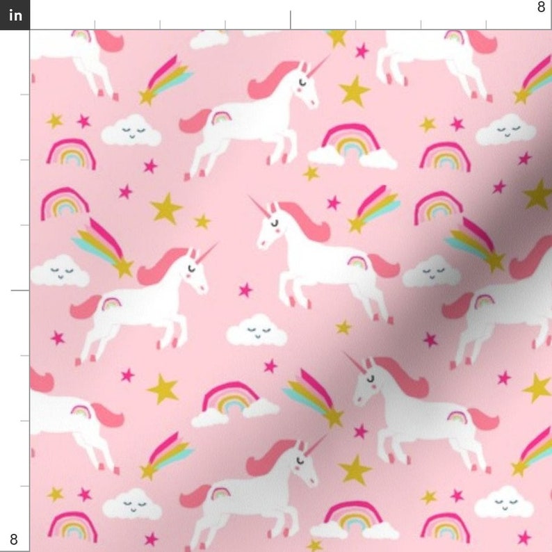 Unicorn Fabric Unicorn Bright Colors Fabric Rainbow Fabric Pink By Charlottewinter Unicorn Cotton Fabric By The Yard With Spoonflower image 2