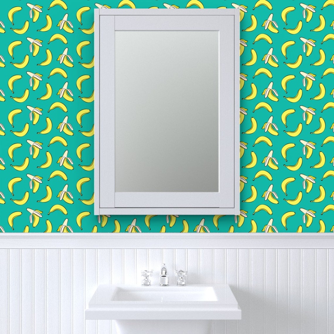 Pop Art Banana Wallpaper Bananas on Green by | Etsy