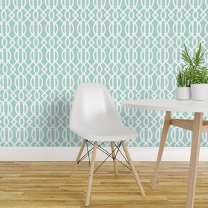 Trellis Wallpaper - Mint Trellis By Sweetzoeshop - Modern Home Decor Custom Printed Removable Self Adhesive Wallpaper Roll by Spoonflower