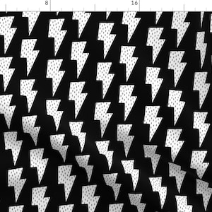 Storm Fabric - Raining Bolts Black + White By Beshkakueser - Geometric Monochrome Lightning Bolts Cotton Fabric By The Yard With Spoonflower