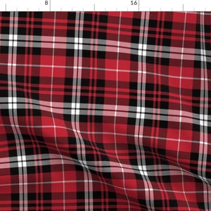 Plaid Fabric - Fall Plaid || Black Red And White By Littlearrowdesign - Plaid Red Black White Cotton Fabric By The Yard With Spoonflower