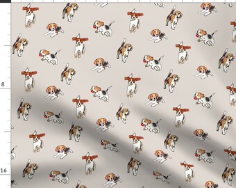 Beagles Fabric - Beagles At Play By Pixabo - Illustrations Beagles Dog Pet Home Decor Upholstery Cotton Fabric By The Yard With Spoonflower