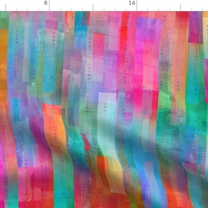 Vibrant Watercolor Fabric - Rainbow Stripe Painterly by adenaj - Boho Rainbow Abstract Bright Pride Fabric by the Yard by Spoonflower