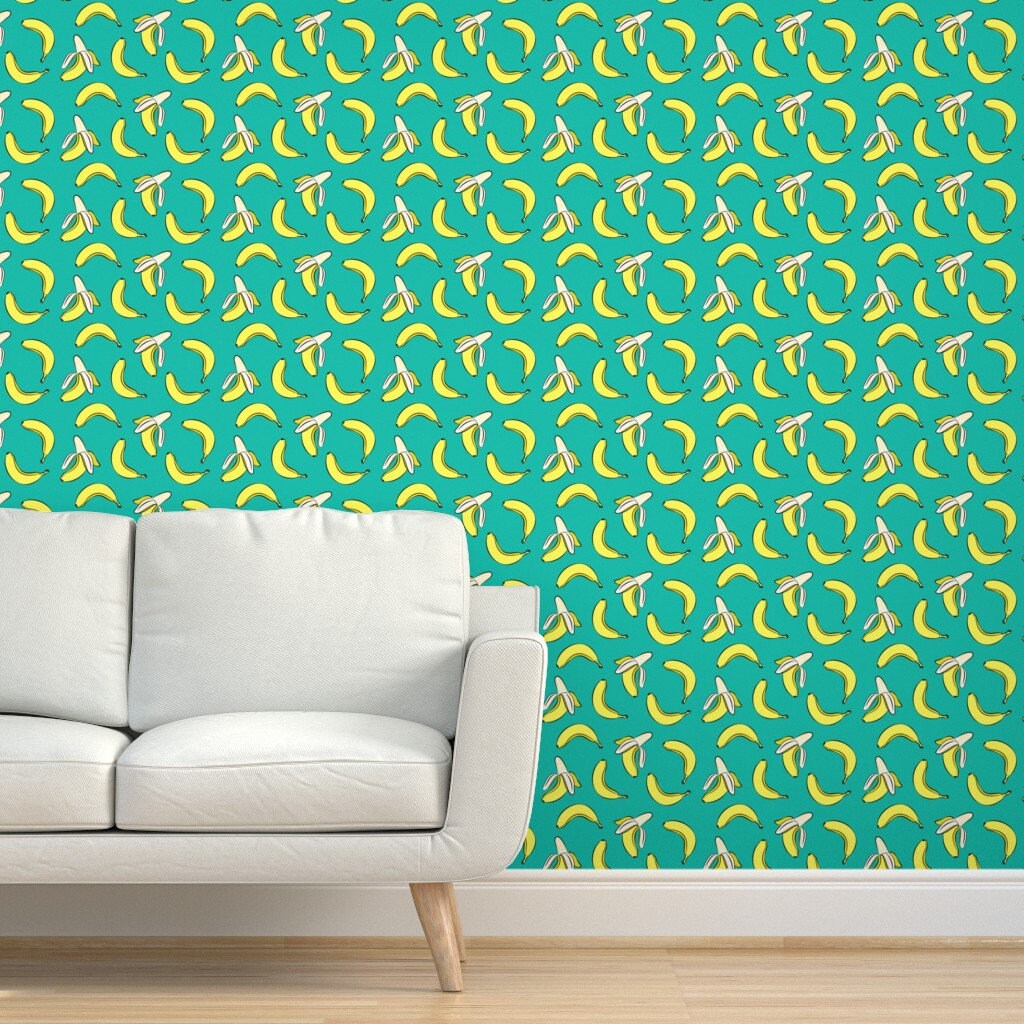 Pop Art Banana Wallpaper Bananas on Green by | Etsy