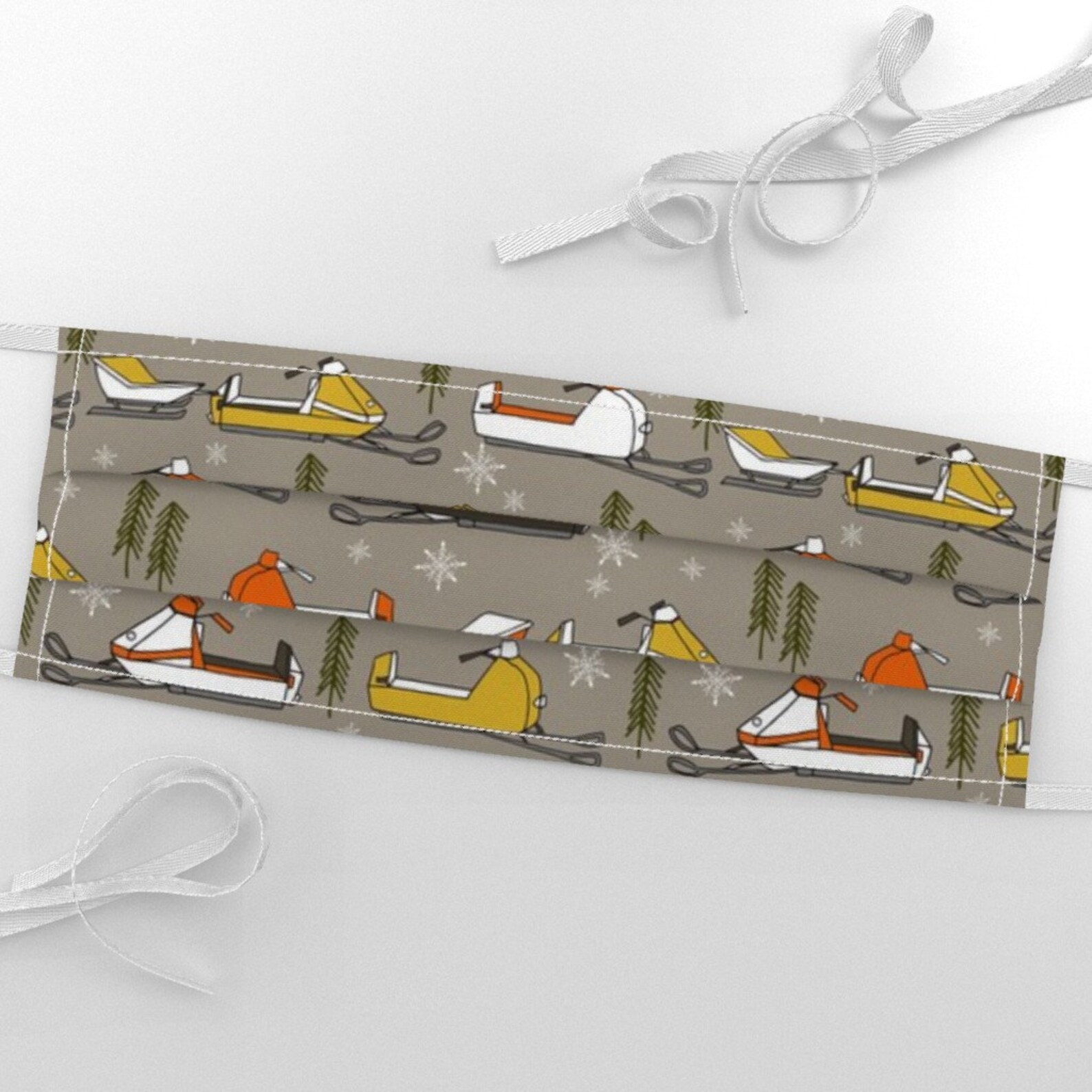 Snowmobiles Fabric Vintage Snowmobile Illustration Winter Etsy