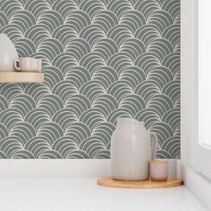 Art Deco Wallpaper Art Deco Gray Ocean Waves by Magentarosedesigns ...