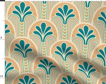 Art Deco Fabric - Miami Beach by new_branch_studio - Vintage Vacation Pastel Large Scale Arches Fountain Fabric by the Yard by Spoonflower