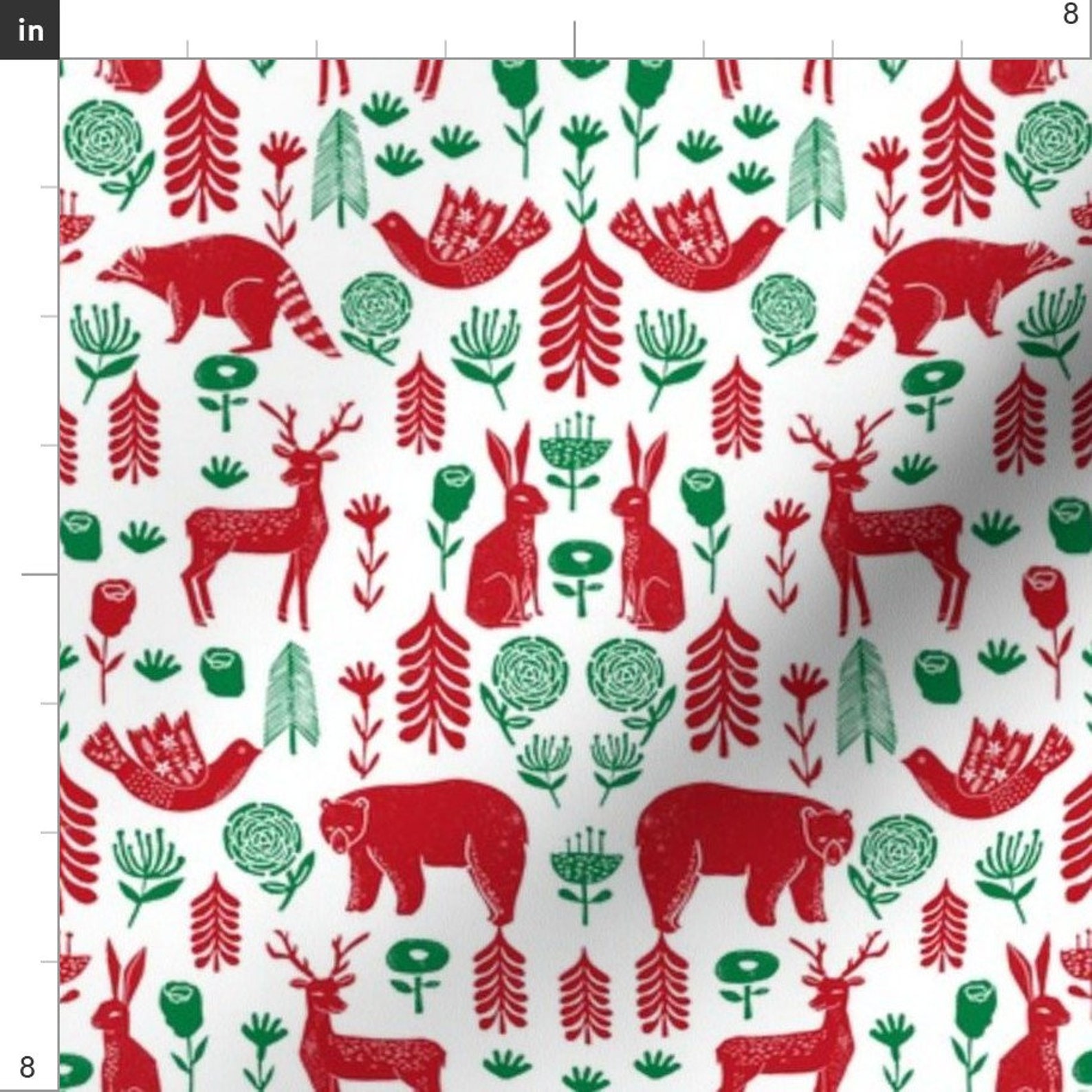 Scandinavian Fabric Christmas Folk Woodland Winter Holiday Etsy