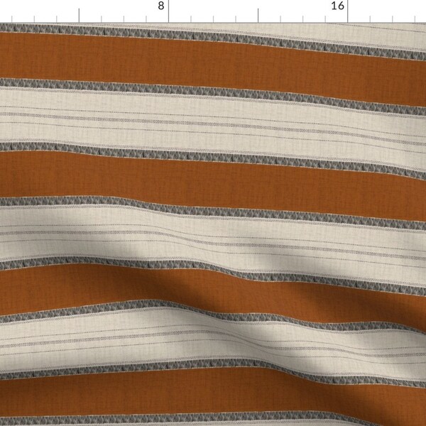 Terracotta Stripe Fabric - Boho Wide Stripe by paisleyanddot_llc - Organic Lines Earth Tones Farmhouse Fabric by the Yard by Spoonflower