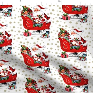 Christmas Fabric - Santa Claus Snowflakes Winter Sleigh Dolls Vintage Retro Kitsch By Raveneve - Cotton Fabric By The Yard With Spoonflower