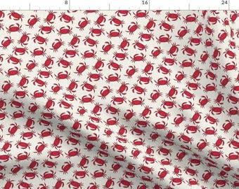 Red Crabs Fabric - Red Crab 1/3 Scale By Littlerhodydesign - Red Summer Crab Nautical Beach Decor Cotton Fabric By The Yard With Spoonflower