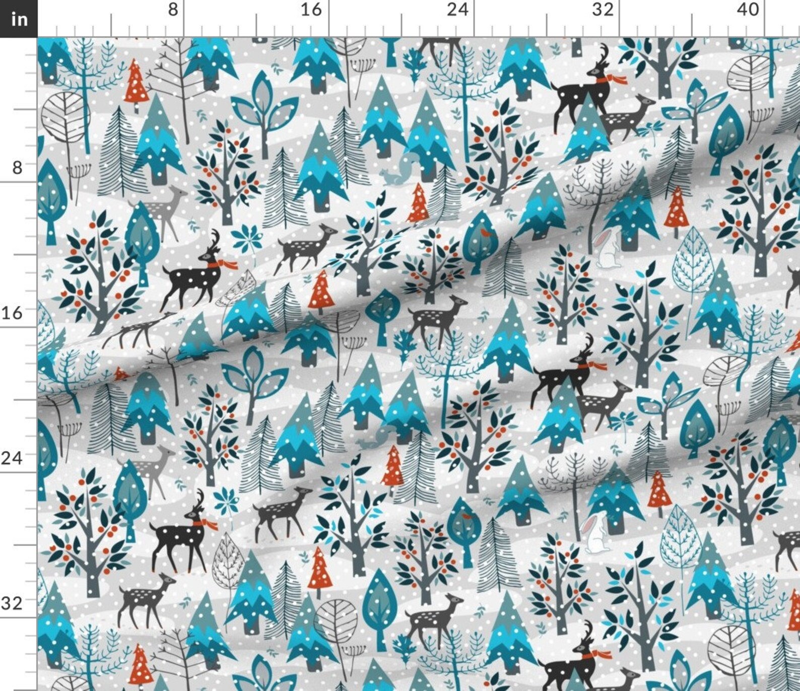 Winter Wonderland Fabric Winter Snow Woodland Animals by Etsy