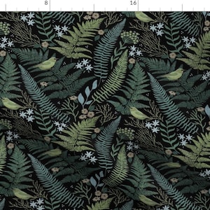 Botanical Fabric - Calming Fern Forest Small by hnldesigns - Nature Forest Ferns Plants Woodland Flowers Fabric by the Yard by Spoonflower