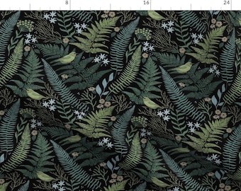 Botanical Fabric - Calming Fern Forest Small by hnldesigns - Nature Forest Ferns Plants Woodland Flowers Fabric by the Yard by Spoonflower