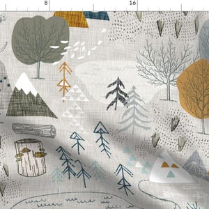 Outdoor Adventure Fabric - Max's Map Grey by nouveau_bohemian - Woodland Forest Boys Room Mountain Range Fabric by the Yard by Spoonflower