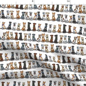 Dog Breeds Fabric - Good Dog by elspethrosedesign - Greyhound Whippet Rescue Adopt Foster Pound White Fabric by the Yard by Spoonflower